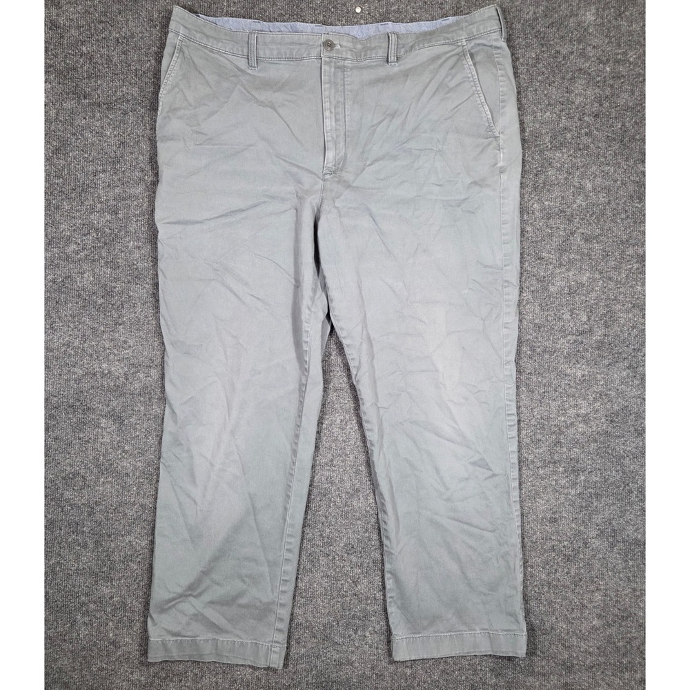 LL Bean Mens Chino Pants 42x30 Grey Natural Fit Cotton Spandex Trousers 503737